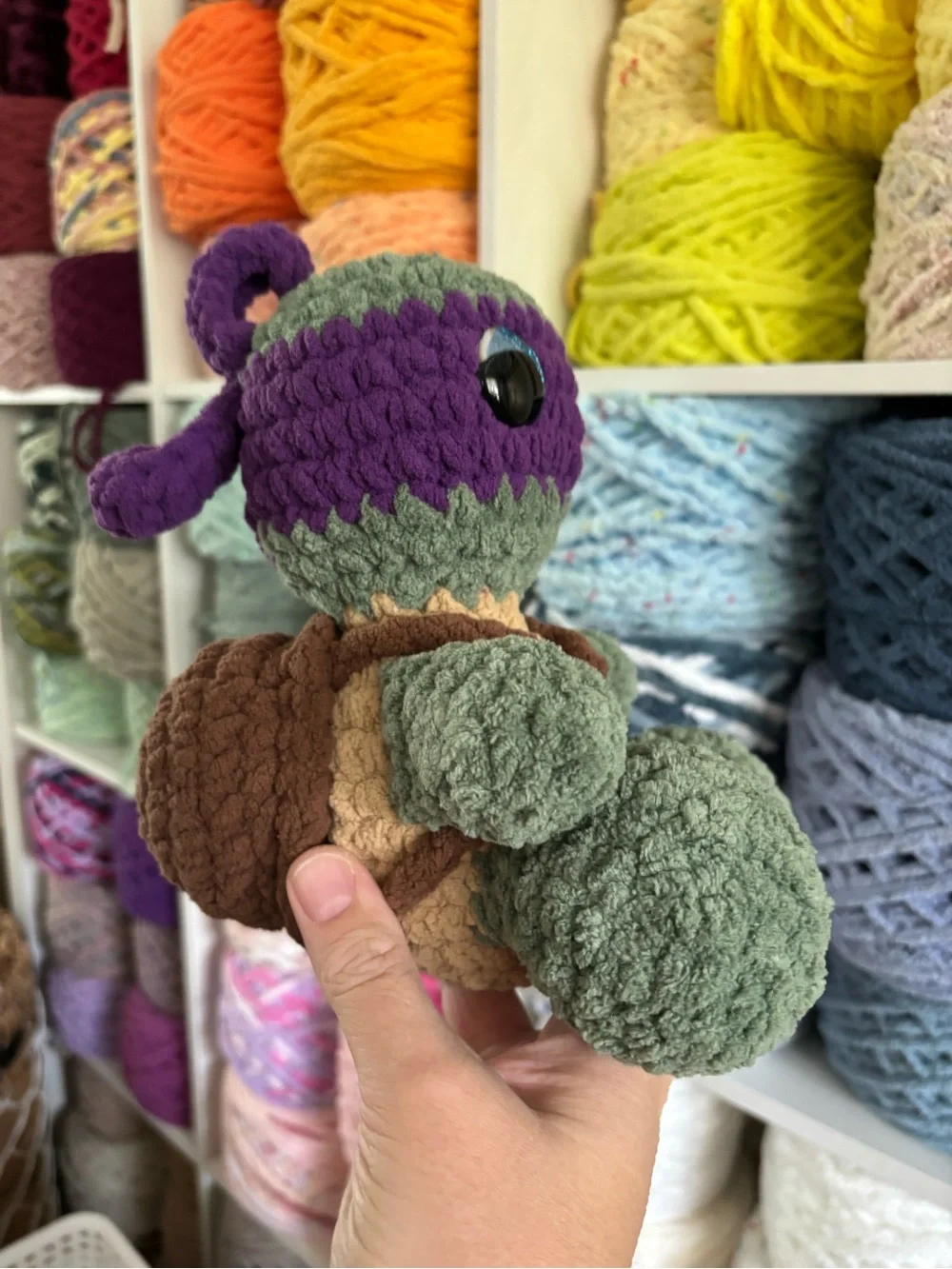 Crochet sitting Teenage Mutant Ninja Turtles plush